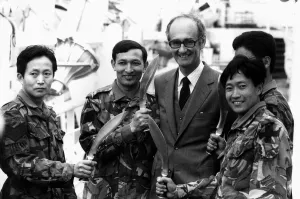 Greeting Prints: Gurkhas - August 1982 Mr Knott recieved a suprise when he met the Gurkha Soldiers