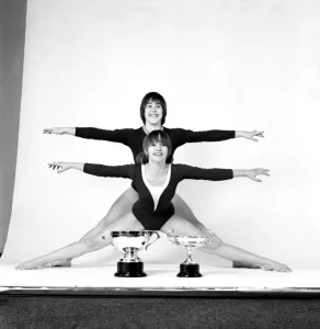 Gymnastics: Gymnasts Elaine Willett and Ruty Adderley with D. M. Championship Cup