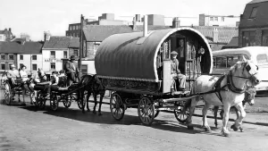 This gypsy caravan party leaves Newcastle on the first stage of a seven day journey to St