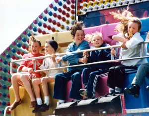 Fairground Prints: A hair raising experience for youngsters on one of the rides at the Clairville Common