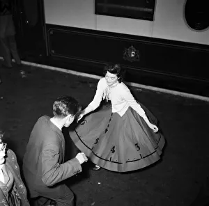 Skirt Prints: Bill Haley on his first visit to England which was largely sponsored by the Daily Mirror