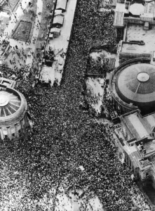 Buildings Prints: Half-a-million fans & supporters gather in Liverpool City Centre to give Liverpool FC a