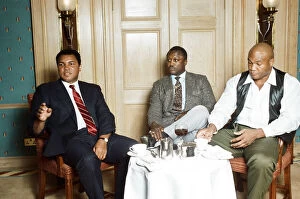 Images Dated 10th January 2013: Hall of fame boxers (from left to right) Joe Frazier George Foreman
