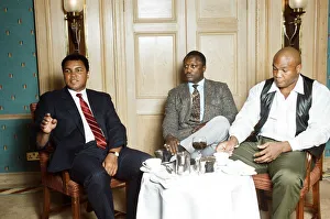 Hall of fame boxers (from left to right) Joe Frazier George Foreman
