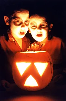 00363 Prints: Halloween - Superspooks Alec Thomas (left) and Michael Bailey (Both aged6) from Erw Las