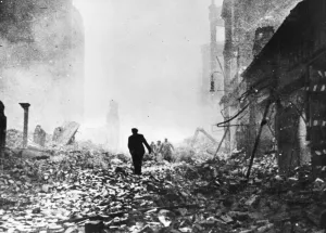 Ruins Prints: Hamburg in ruins. Germany. The RAF and USaF bombers practically obliterated