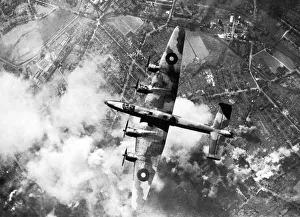 Camouflage Prints: A Handley Page Halifax No 6 Group of RAF Bomber Command over the target during a daylight
