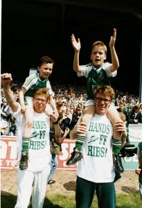 Hands Off Hibs the Proclaimers demo at Easter Road campage against the merger with Hearts