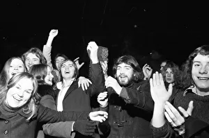 00445 Prints: A happy crowd of young people greet the New Year in high-spirits in Broadgate, Coventry