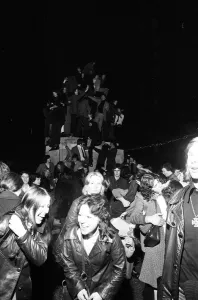00445 Prints: A happy crowd of young people greet the New Year in high-spirits in Broadgate, Coventry