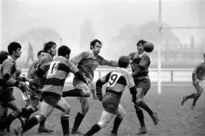 Scrum Prints: Harlequins v Newport. Harlequins struggle to gain possession of the ball in a line