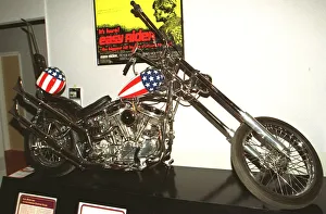 Harley Davidson motorbikes 21 January 1998: on show at the Barbican Art Exhibition London