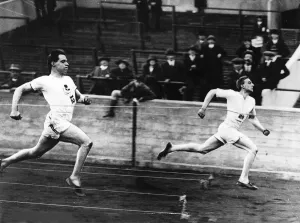 Harold Abrahams winning a 100 yards race May 1924 Harold Abrahams winning a race