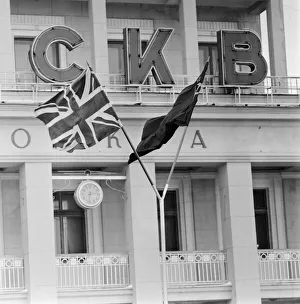 Harold MacMillan visit to Moscow. Terminal at Moscow airport where he arrived
