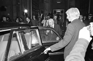 Cameramen Prints: Harold Wilson (1916-1995) leaving the Ministry of Defence in London after announcing his