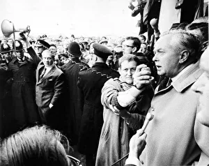 Rallies Prints: Harold Wilson British Prime Minister and leader of the Labour party at a rally giving
