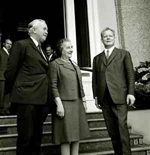 Israel Prints: Harold Wilson with Golda Meir and Willy Brandt at the 11th Socialist International