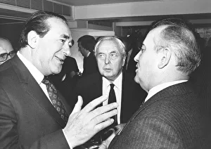 Harold Wilson former Labour Prime Minister of Britain with Robert Maxwel Owner