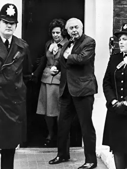 Elections Prints: Harold Wilson leaving his home in Lord North Street with his wife Mary to go to