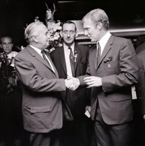 Harold Wilson meets Bobby Moore and members of the England team at a reception held in