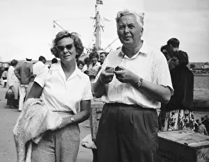 Harold Wilson MP on holiday in the Scilly Islands with his wife Mary 1963