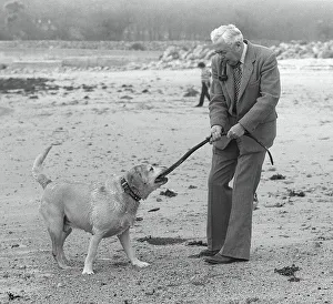 Harold Wilson former Prime Minister on holiday in the Scilly Isles 1976