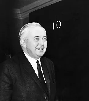 Harold Wilson Prime Minister standing outside number 10 Downing Street