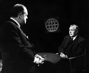 Tv Programme Prints: Harold Wilson the Prime Minister talking to Richard Dimbleby just before his TV interview