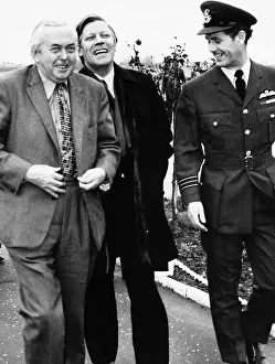European Union Prints: Harold Wilson Prime Minister with the West Germany Chancellor Helmut Schmidt leaving for