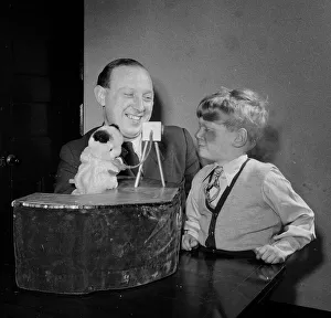 Harry Corbett and Sooty, the Teddy Bear Magician are seen here at home in Guisley