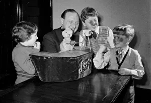 Harry Corbett and Sooty, the Teddy Bear Magician are seen here at home in Guisley