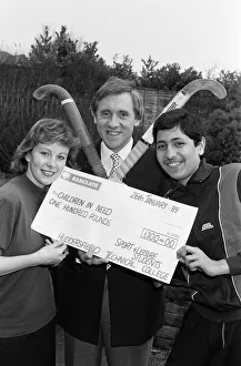 Harry Gration at Leeds Road playing fields to receive a cheque for Children in Need