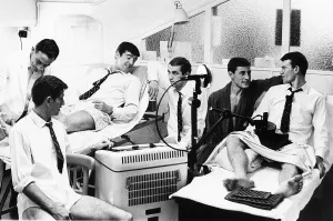 Harry Meadows the Trainer for Chelsea FC 1965 treats Terry Venables