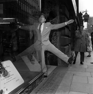 Harry Worth Comedy Actor October 1962 with his refection in a window