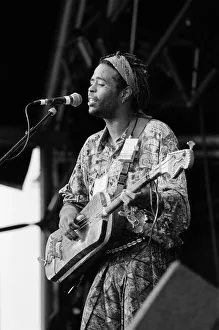 World Prints: Hassan Hakmoun performing at WOMAD festival at Rivermead in Reading, Berkshire