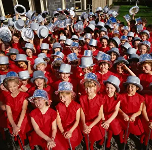 Hat Fashion Pupils from Craigholme School March 1989 wear red tunics