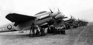 Air Display Prints: De Havilland Mosquito aircraft lined up at RAF Acklington in readiness for the Battle of