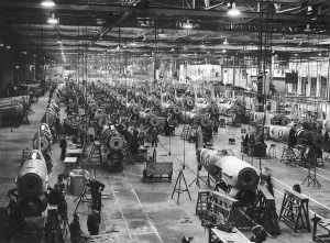 Munitions Prints: Hawker Typhoon fighter aircraft for the Royal Air Force in full production at an aircraft