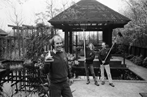 Flowers And Plants Prints: Head gardener Mr Brian Gilbride celebrates the success of Telford in the 1989 Britain in