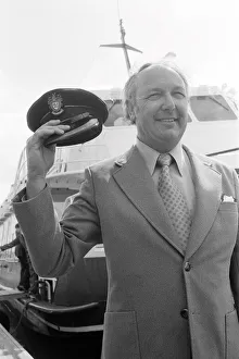 Ferry Prints: Head of Laker Airways Freddie Laker pictured at Brighton Marina for the inaugural flight