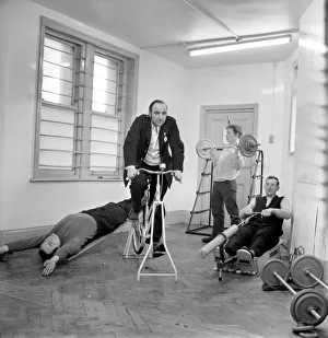 Health and Fitness. Workers of South Shields bus depot working out in the company