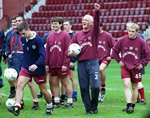 Heart of Midlothian footballers during a training session ahead of their Scottish Cup