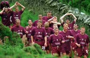Only Young Men Prints: Heart of Midlothian squad during the first day of training for the new season in