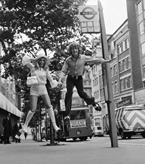 Bouncing Prints: Heather Beckers and Nigel Lythgoe of the Young Generation dance troupe trying out a pair