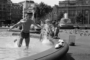 Heat Prints: Heatwave in Trafalgar Square. As the temperatures soared into the 80s again today