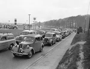 Heavy Easter holiday traffic comes to a halt outside The Towers Transport Cafe near