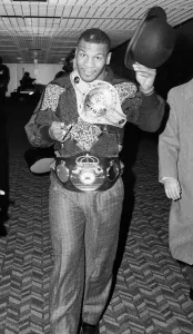 Heavy weight boxing champion of the World Mike Tyson seen here arriving at London