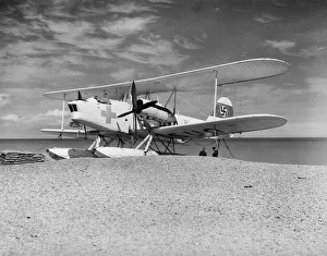 Plane Prints: Heinkel 59 seaplane bearing red crosses shot down by Pilot Officer J