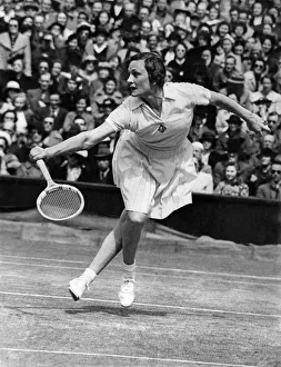 Helen Jacobs seen here in the final at Wimbledon where she beat Alice Marble 6-4, 6-4