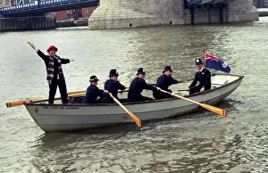 Helen Mirren, actress, on the River Thames with the police for charity. 09 / 03 / 1994